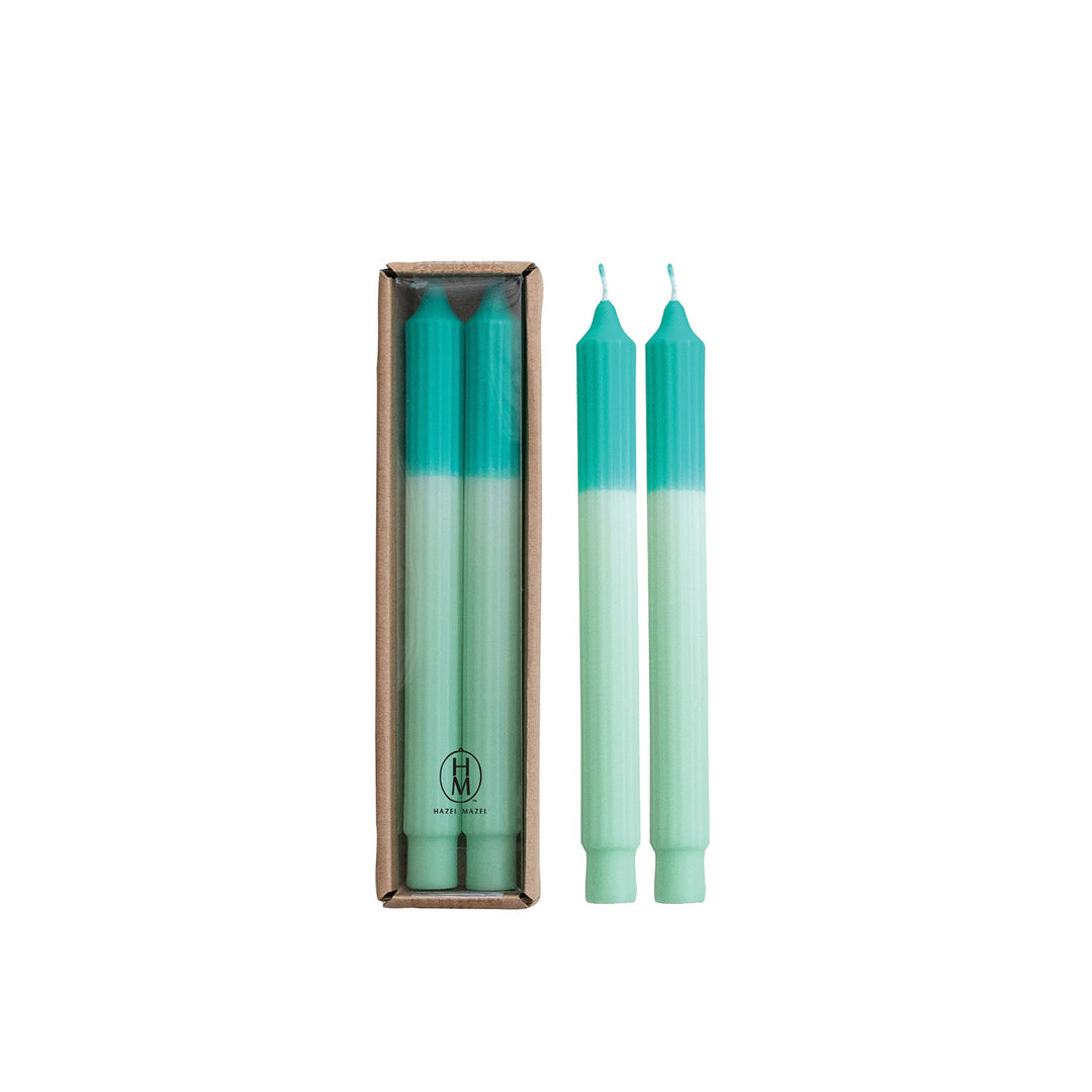 Mint Tone Pleated Taper Candles