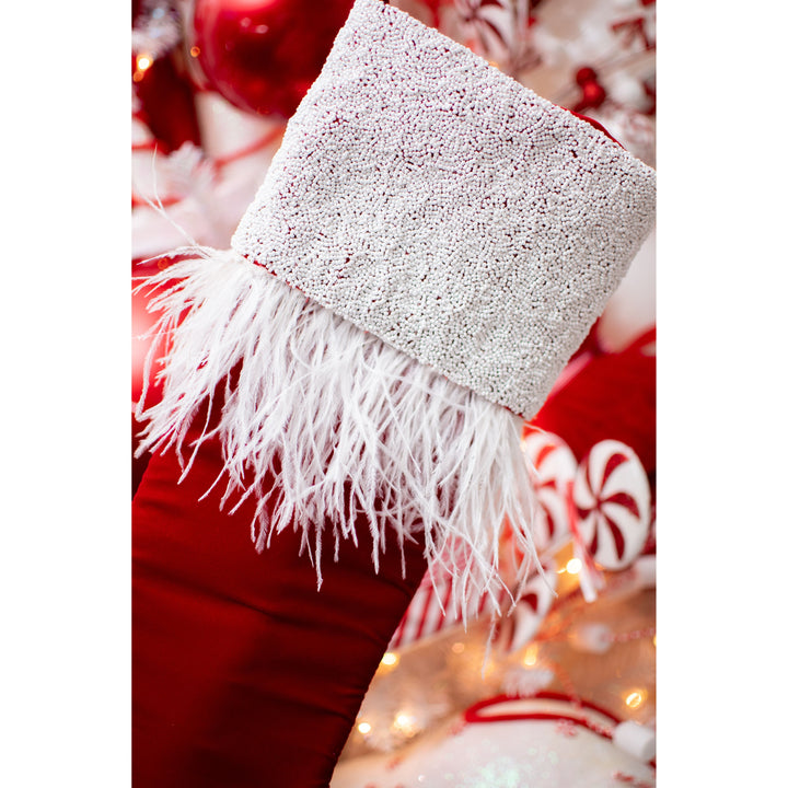 Classic Christmas Two Toned Beaded Cuff