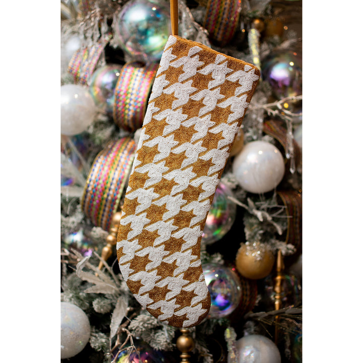 Houndstooth White & Gold