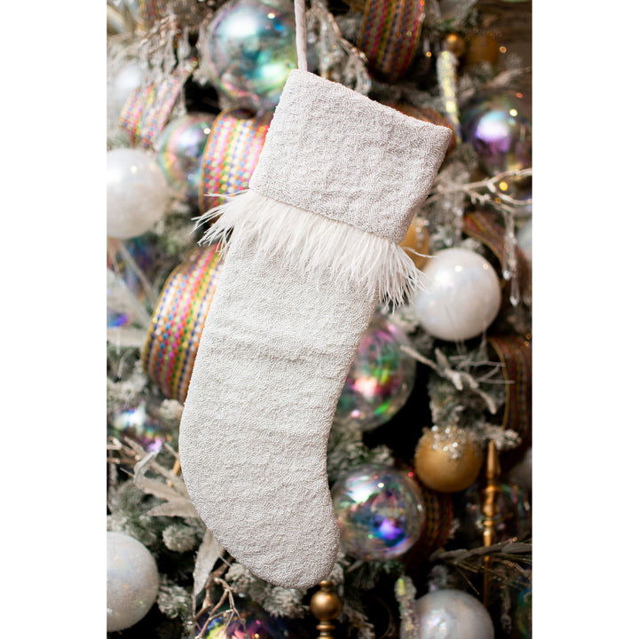 Feather Stocking in Shiny White
