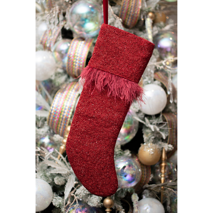 Feather Stocking in Metallic Red