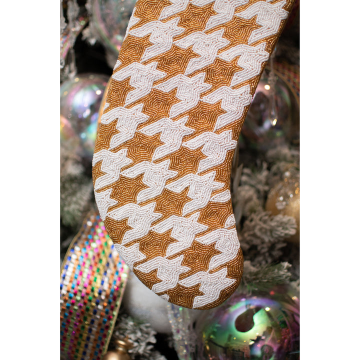 Houndstooth White & Gold