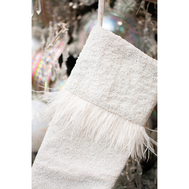 Feather Stocking in Shiny White