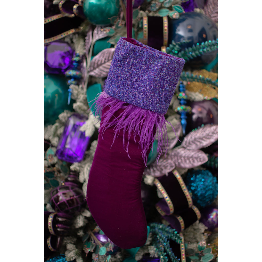 Peacock Beaded Cuff in Regal Purple