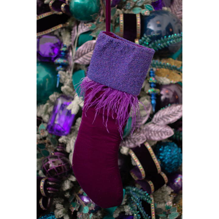 Peacock Beaded Cuff in Regal Purple