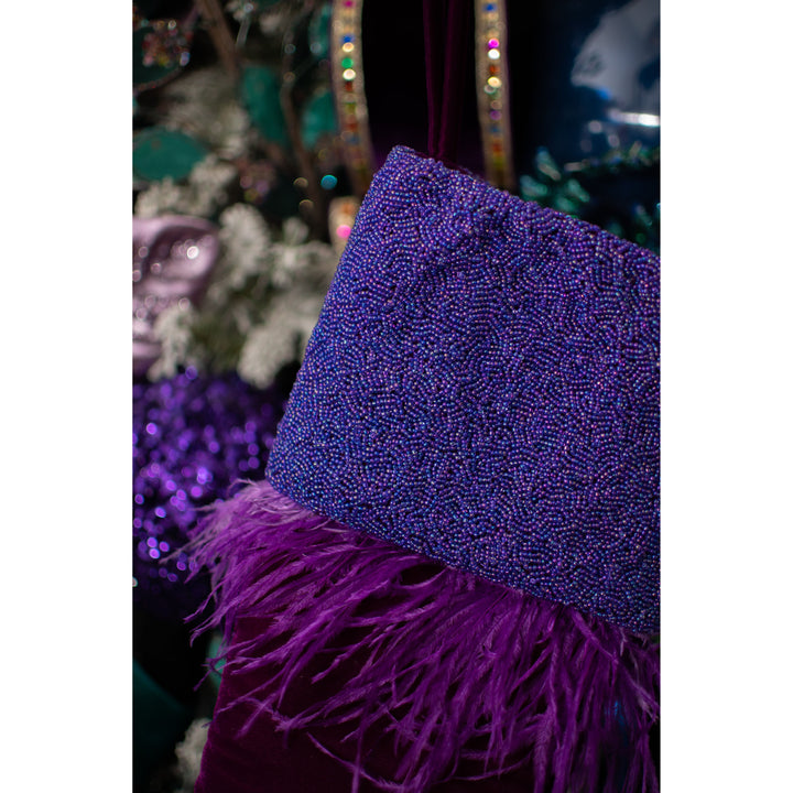 Peacock Beaded Cuff in Regal Purple