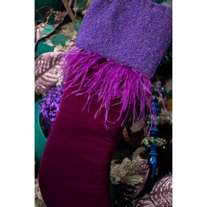 Peacock Beaded Cuff in Regal Purple