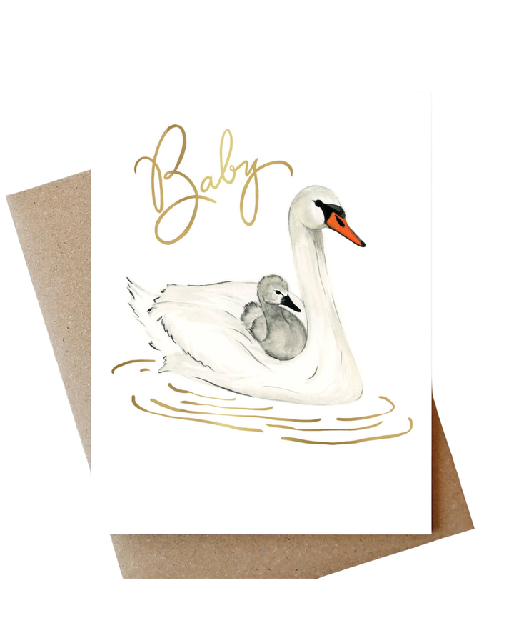 Swans Baby Greeting Card