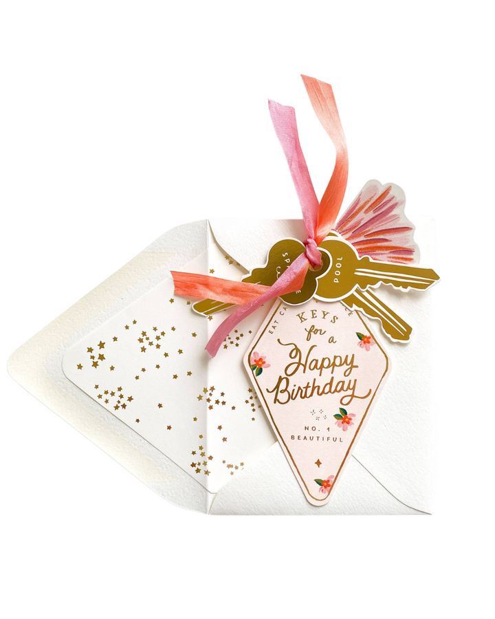 Happy Birthday Party Key Tag Card