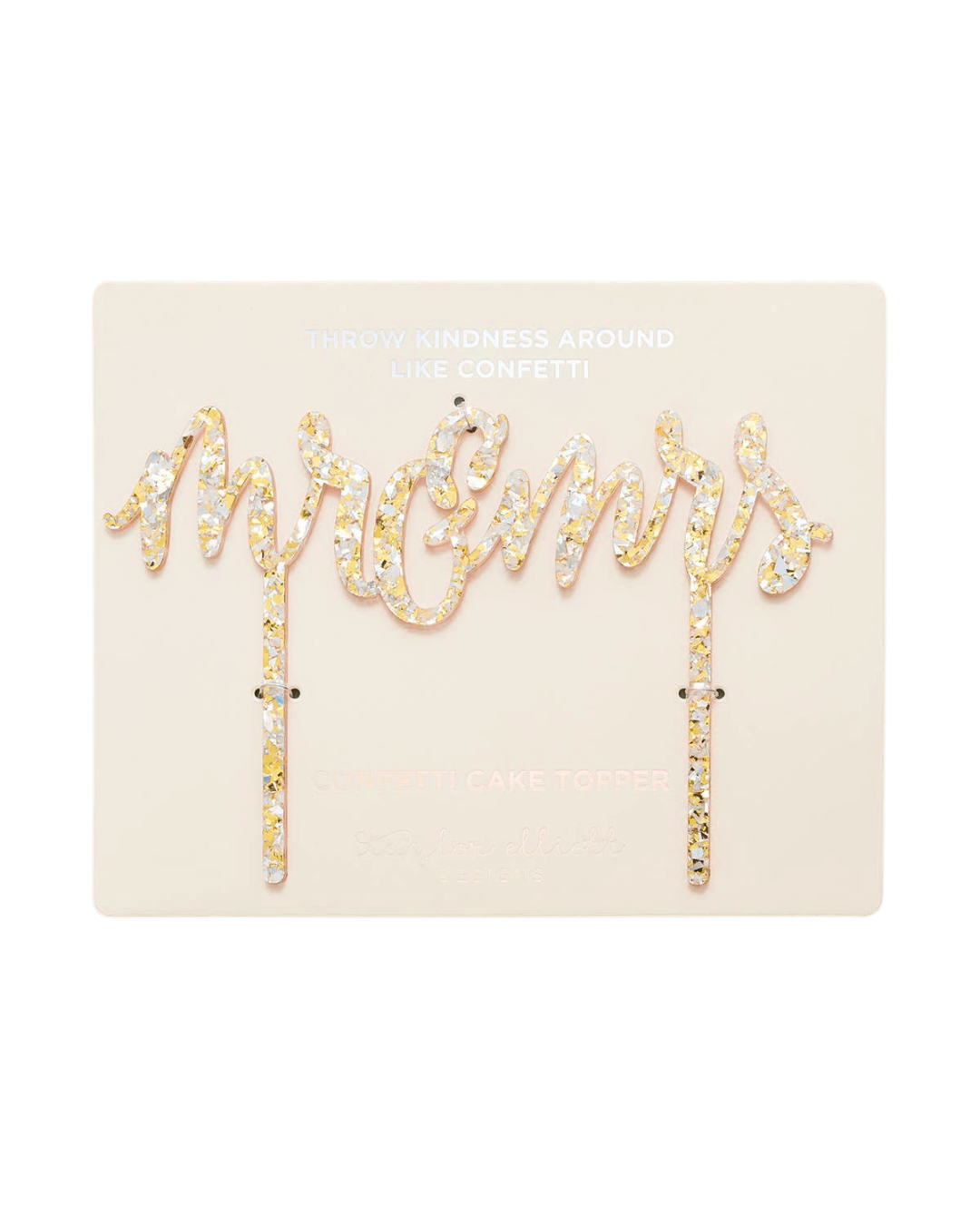 "Mr & Mrs"  Pearl + Gold Confetti Cake Topper
