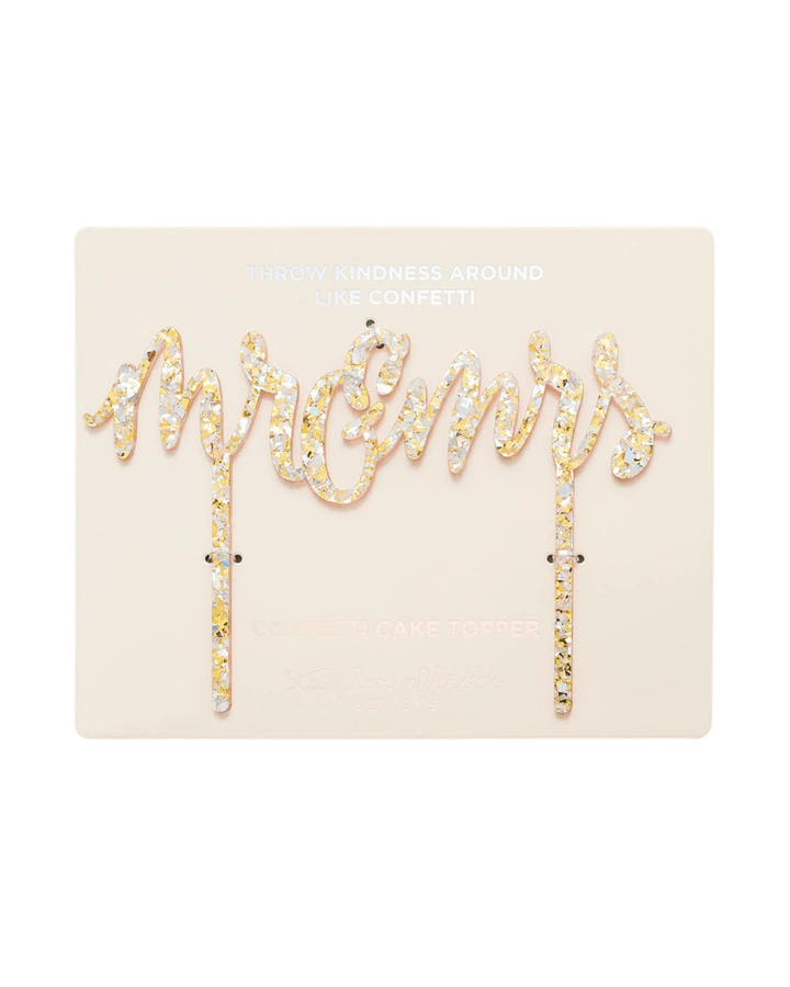 "Mr & Mrs"  Pearl + Gold Confetti Cake Topper