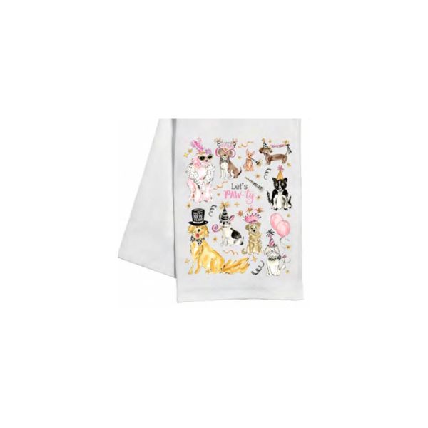 Let's Paw-Ty New Year Pooches Kitchen Towel