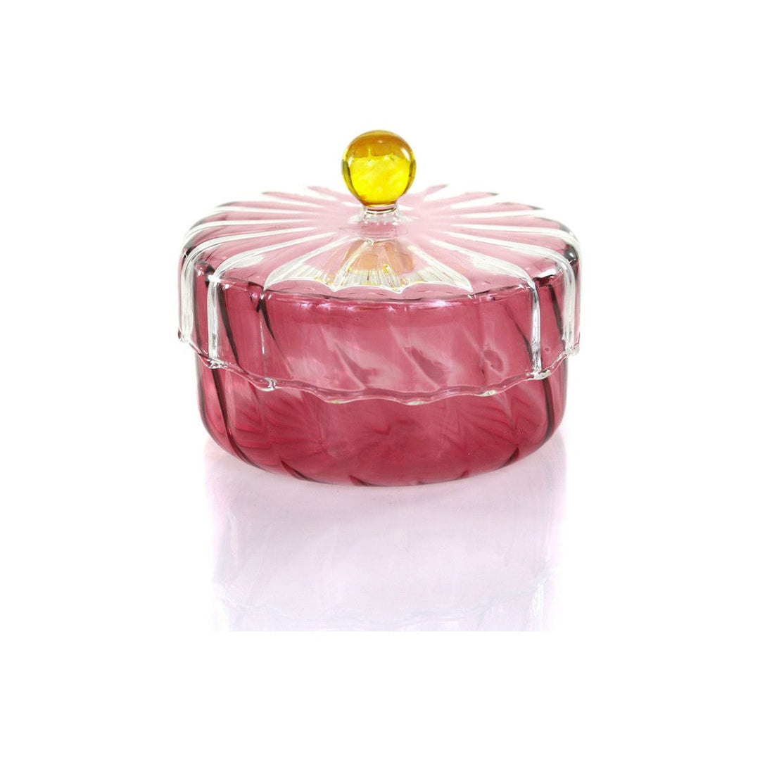 Small Pink Lidded Pom Jar