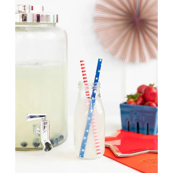 Reusable Straws Paper Straws Paper Goods Stars and Stripes America USA Fourth of July 4th of July