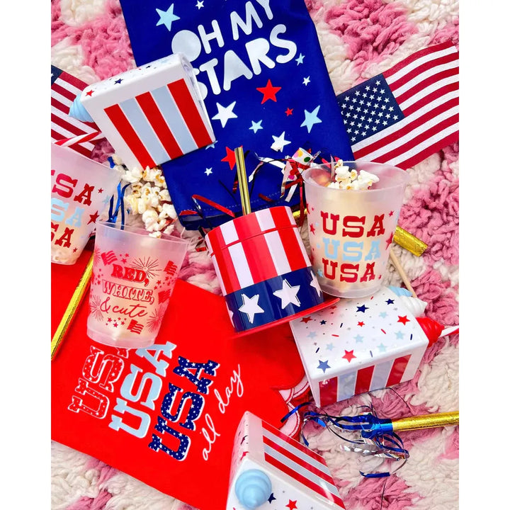Oh My Stars Red White and Food USA All Day 4th of July Fourth of July Tea Towels Celebration America American Red White and Blue