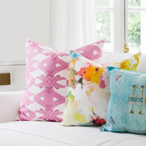 Palm Pink Linen Cotton Pillow