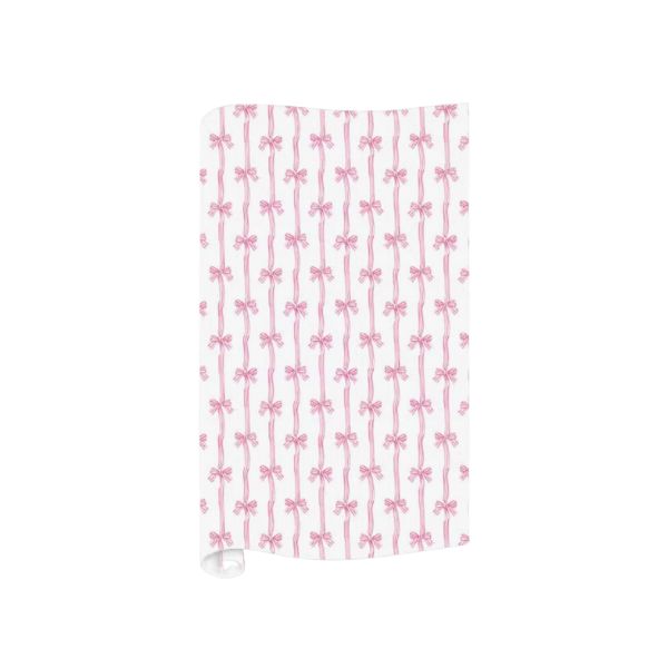 Pink Bow Stripe Wrapping Paper