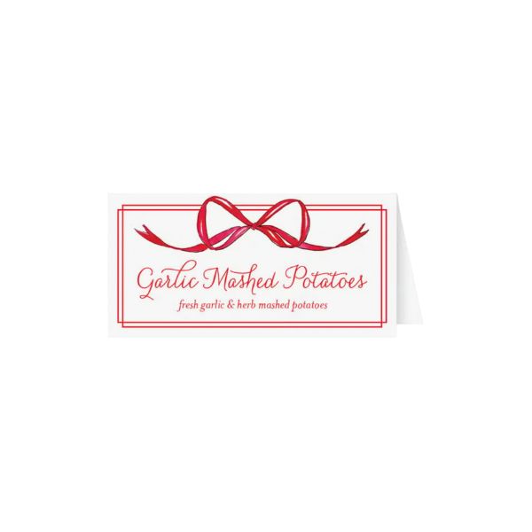 Handpainted Red Bow and Border Place Card