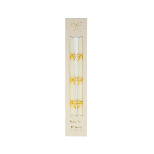 Gold Bow Taper Candles