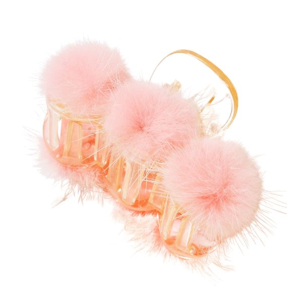 Mini Faux Fur Pom Pom Hair Claw
