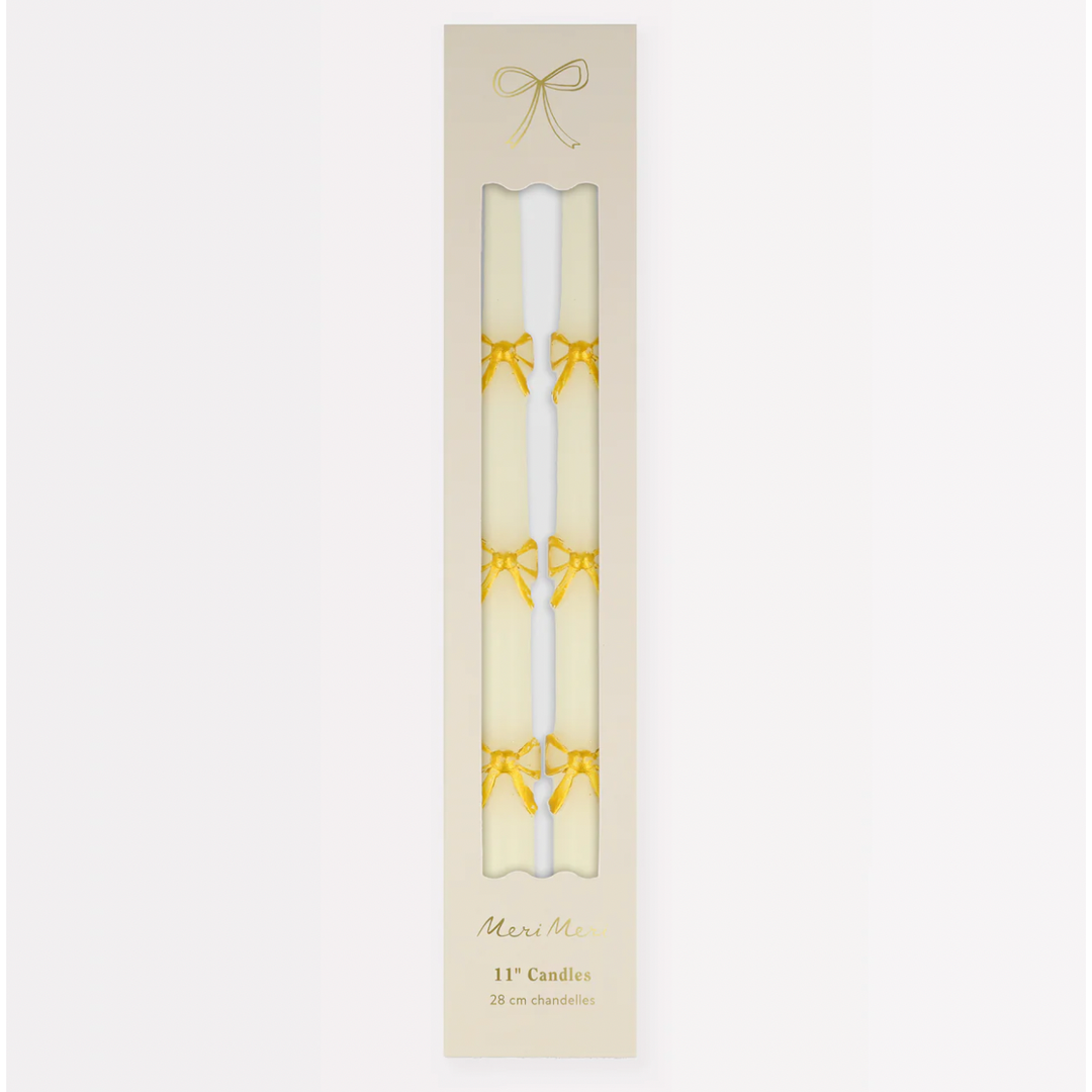 Gold Bow Taper Candles