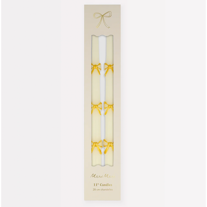 Gold Bow Taper Candles