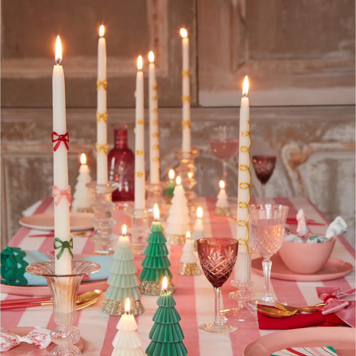 Gold Bow Taper Candles