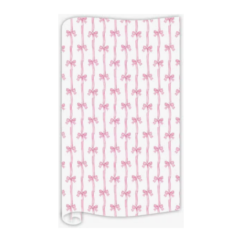 Pink Bow Stripe Wrapping Paper