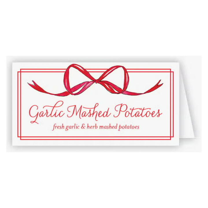 Handpainted Red Bow and Border Place Card