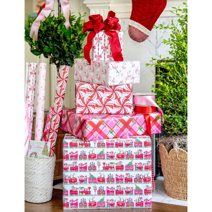 Pink Peppermint Plaid Wrapping Paper