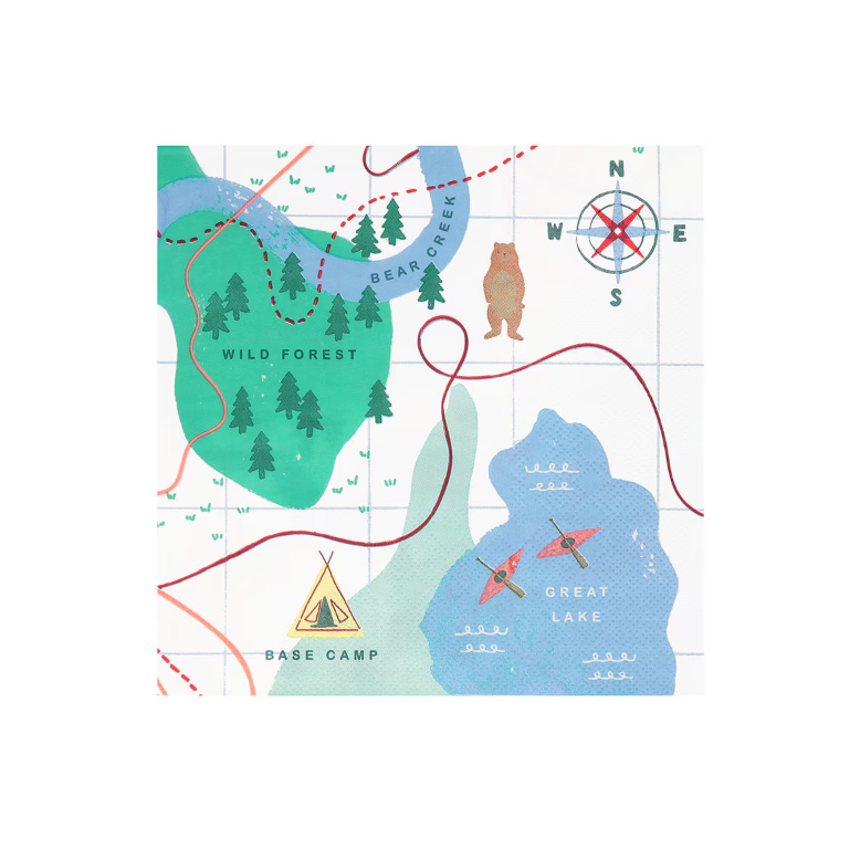 Camping Adventure Map Large Napkins