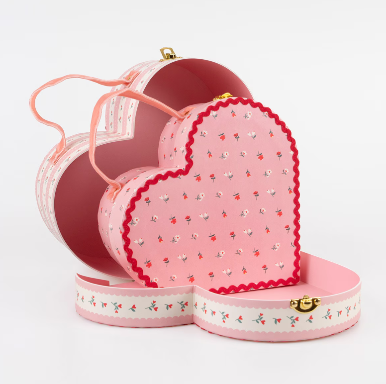 Vintage Rose Heart Suitcases