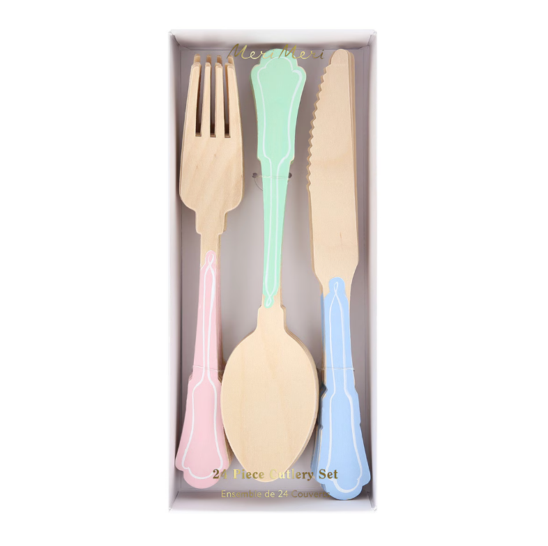 Elegant Mixed Color Wooden Cutlery Set