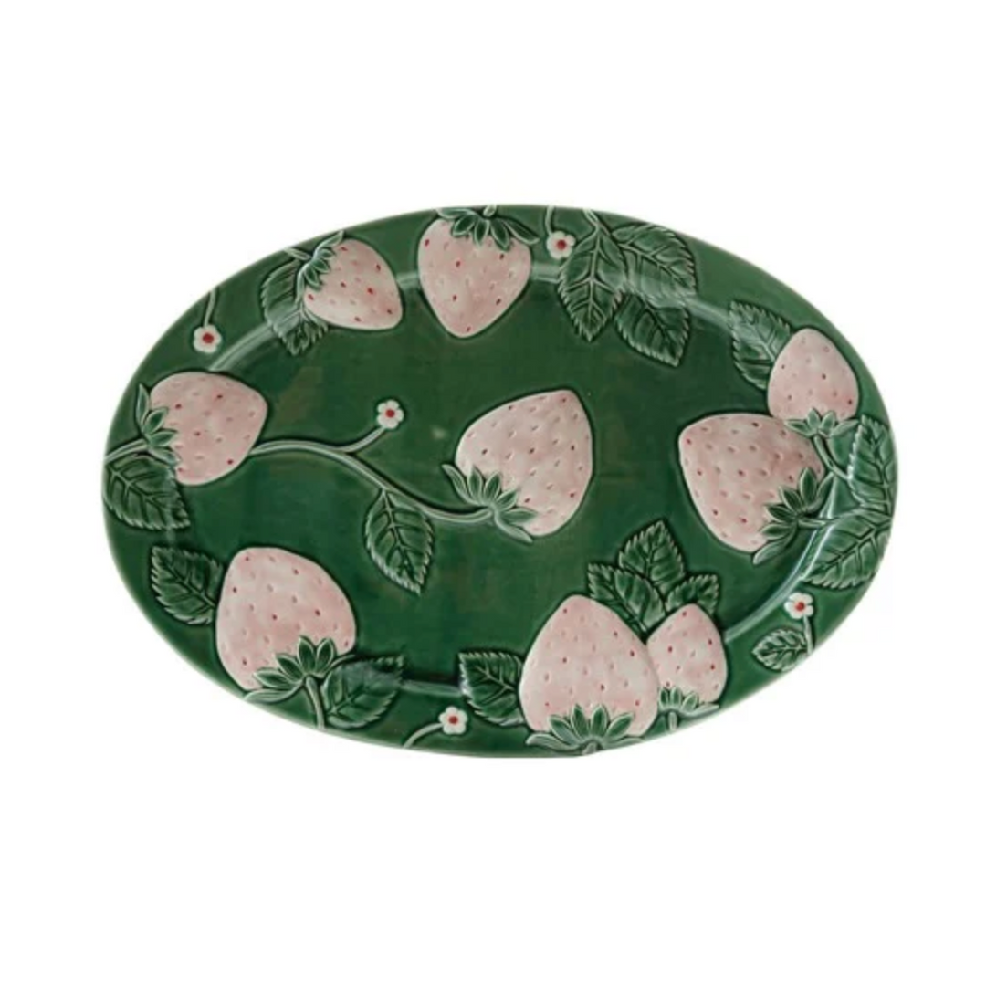 Oval Hand Painted Embossed Platter