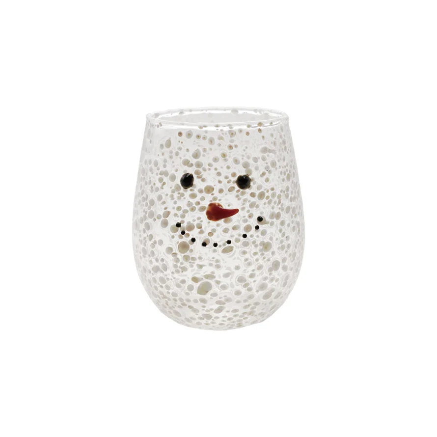 Stemless Snowman Wine Glass
