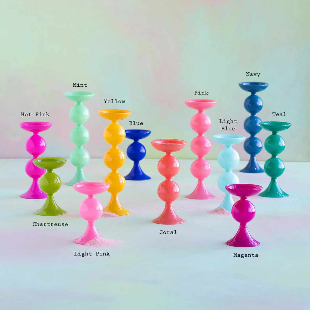 Colorful and Bright Candlestick Holders Rainbow Pink Blue Green