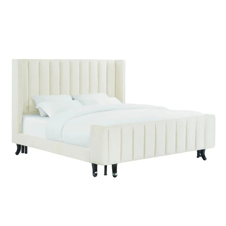 Waverly Cream Velvet Bed in King