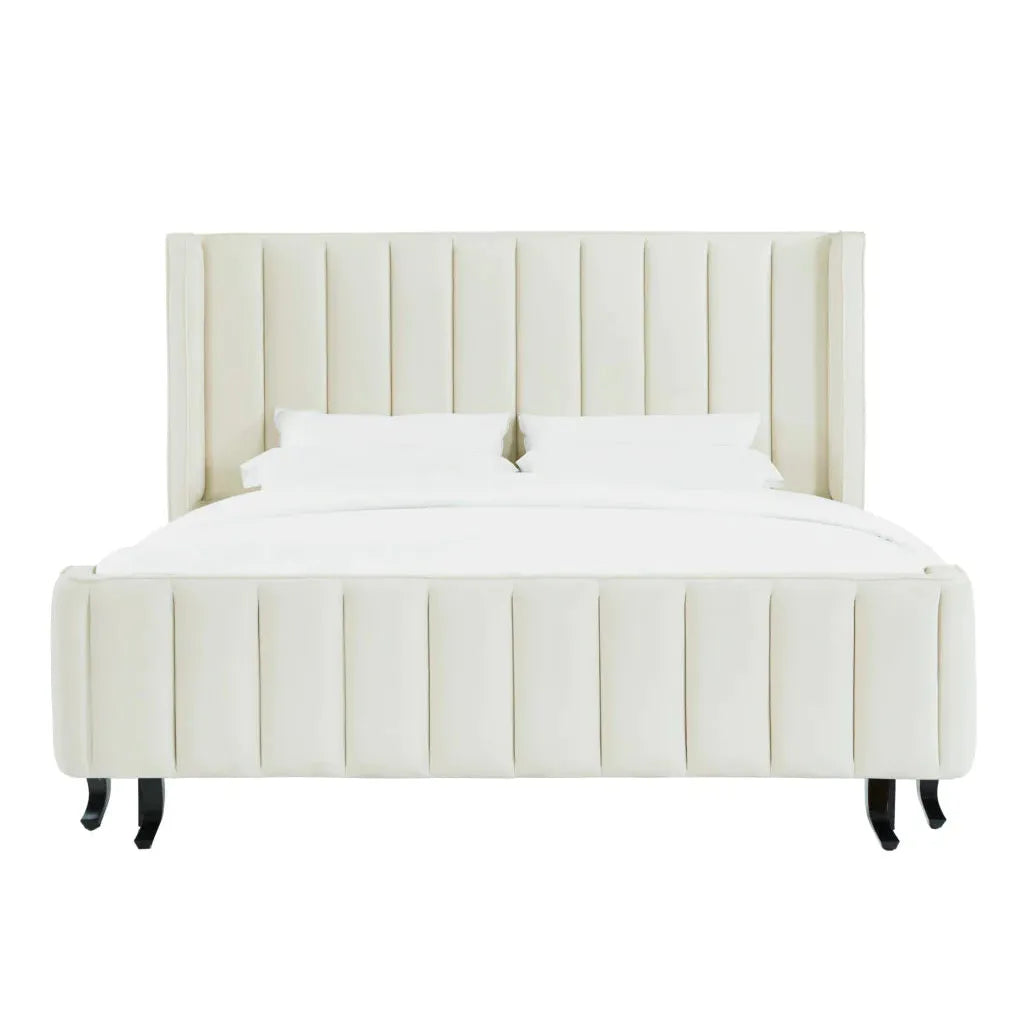 Waverly Cream Velvet Bed in King