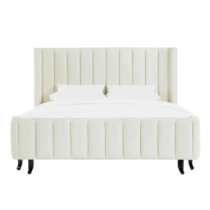 Waverly Cream Velvet Bed in King