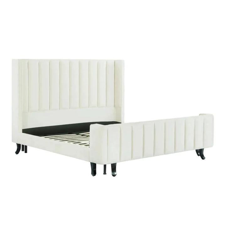 Waverly Cream Velvet Bed in King