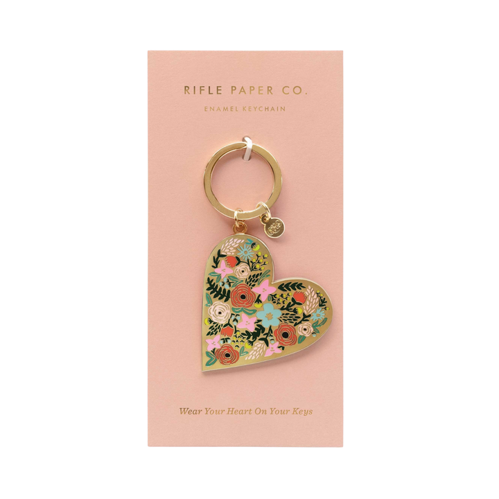 Floral Heart Enamel Keychain