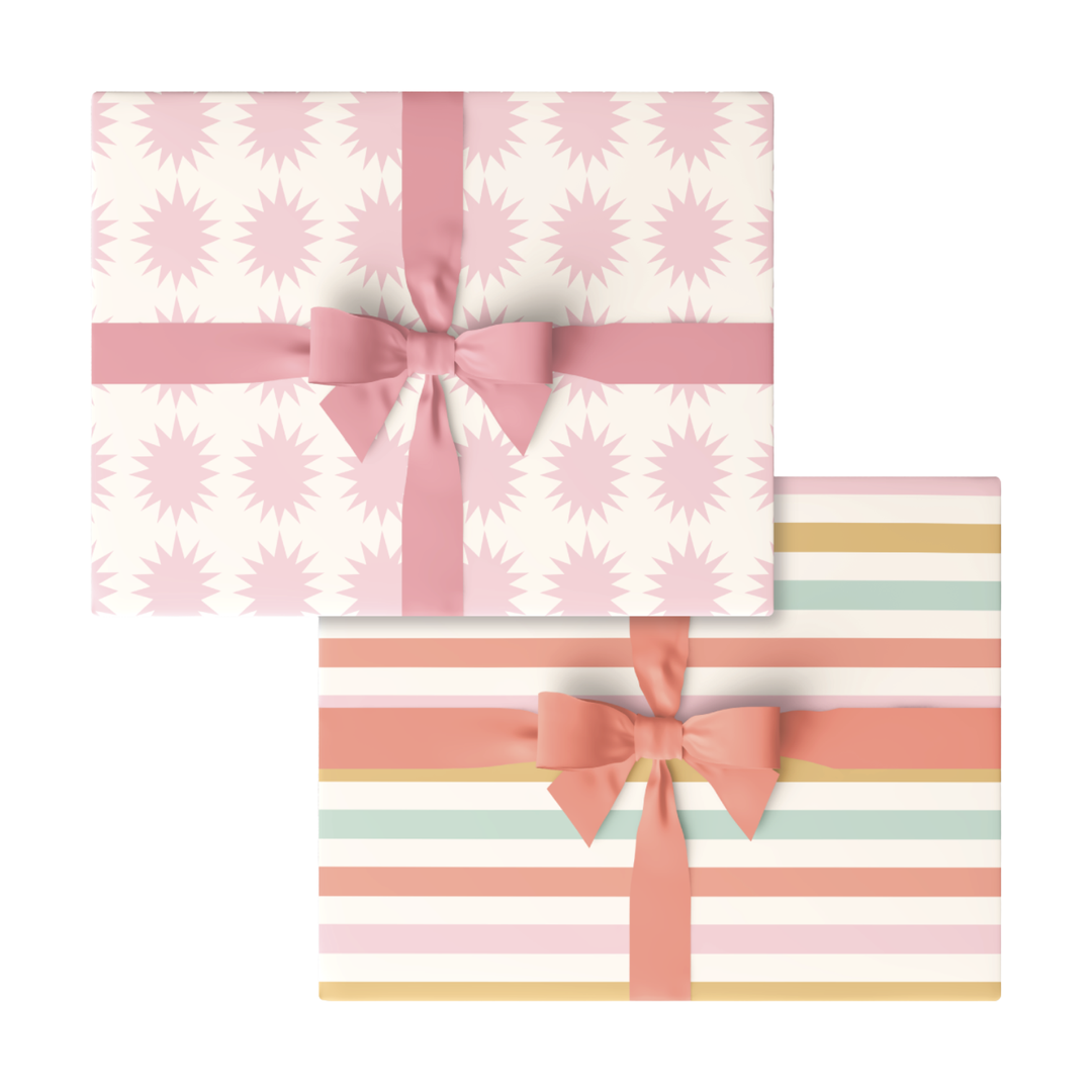 Pink Bursts + Warm Beach Stripe Double-Sided Wrap