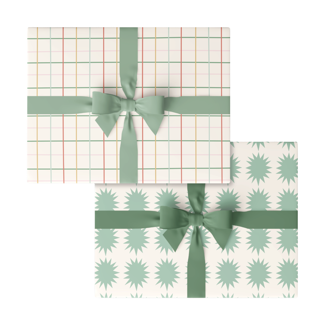 Picnic Basketweave + Mint Bursts Double-Sided Wrap