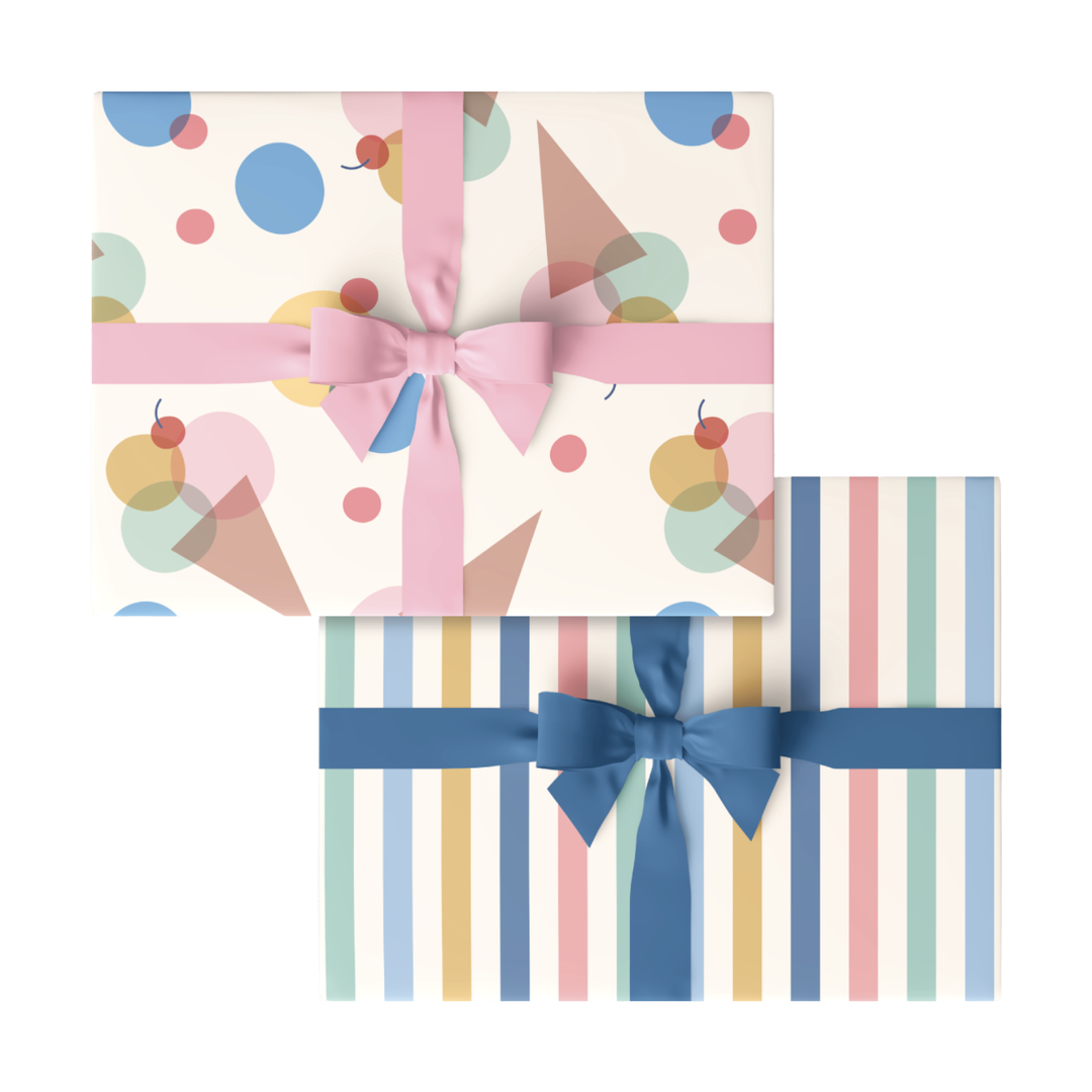 Ice Cream + Cool Beach Stripe Double-Sided Wrap
