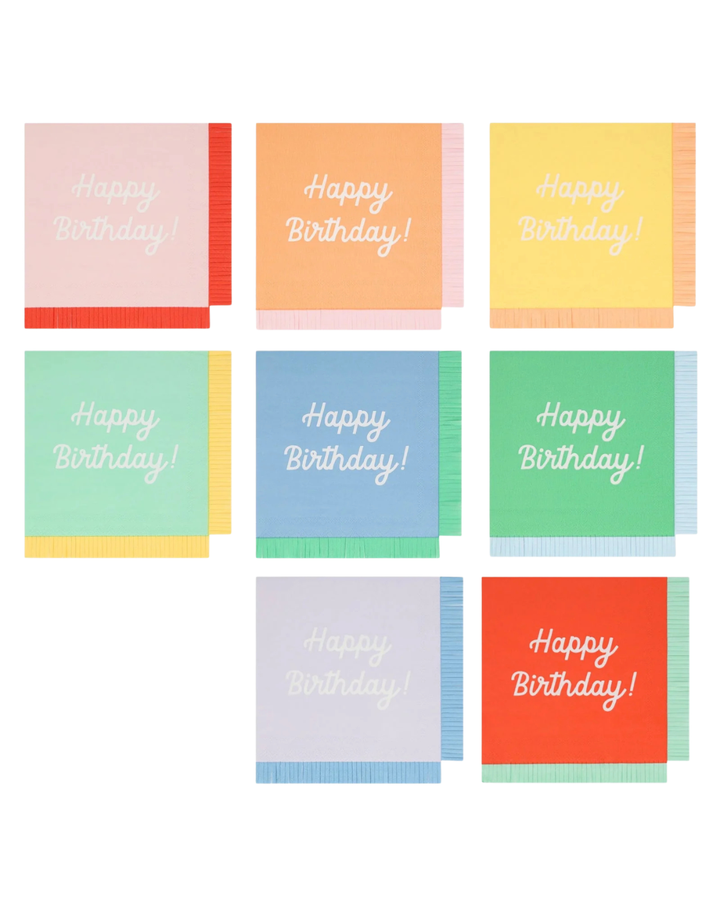 Mixed Happy Birthday Small Napkins