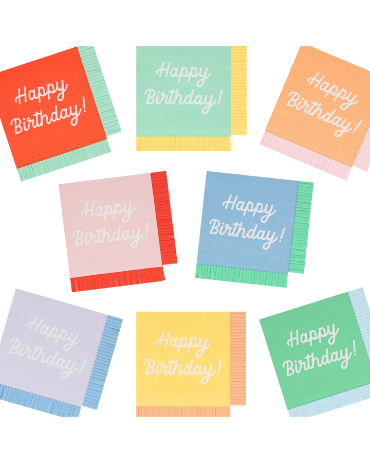 Mixed Happy Birthday Small Napkins