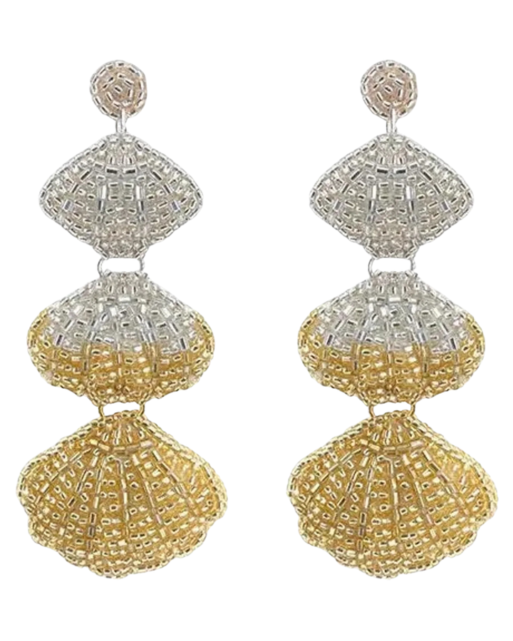 Gold and Silver Seashell Earrings