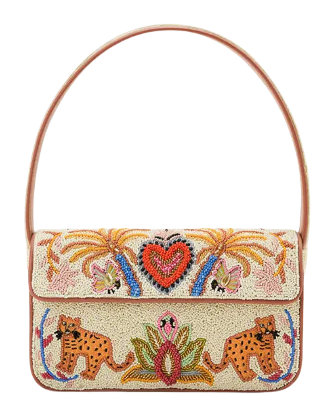 Safari Luxe Leopard Hand-Beaded Shoulder Bag