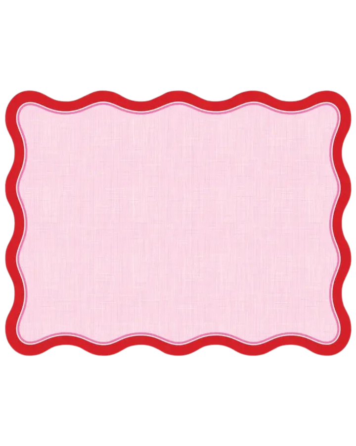 Light Pink Linen with Red Border Posh Die-Cut Placemat