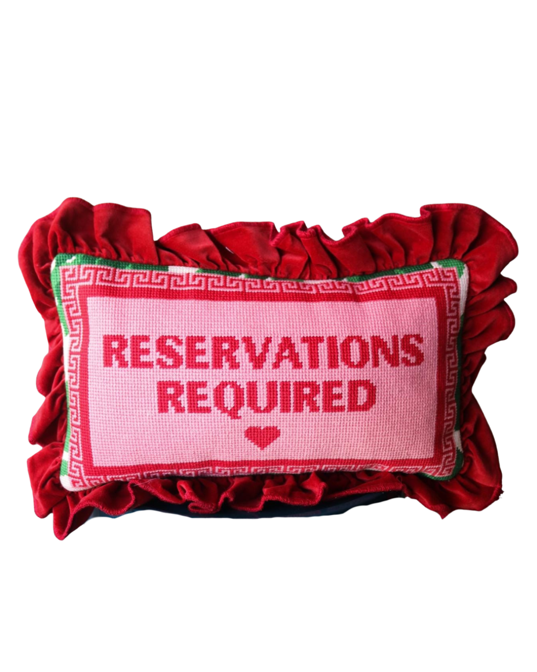 Reservations Required Needlepoint Pillow